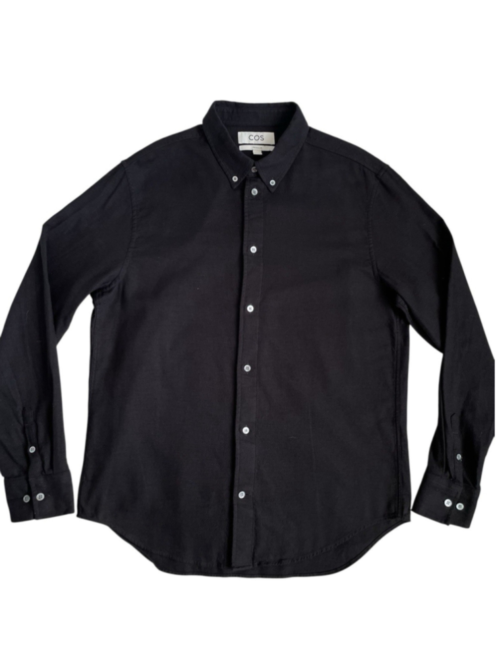 Cos Button Down Shirt Men Size EU Large Black Long Sleeve - Picture 2 of 11